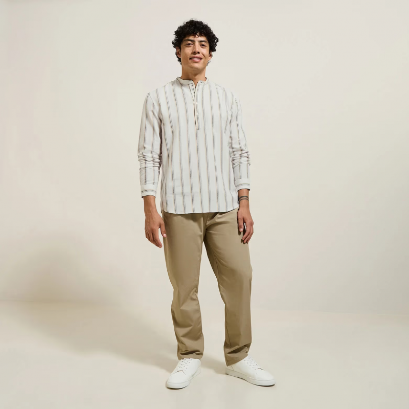 Chemise Mao rayée Beige